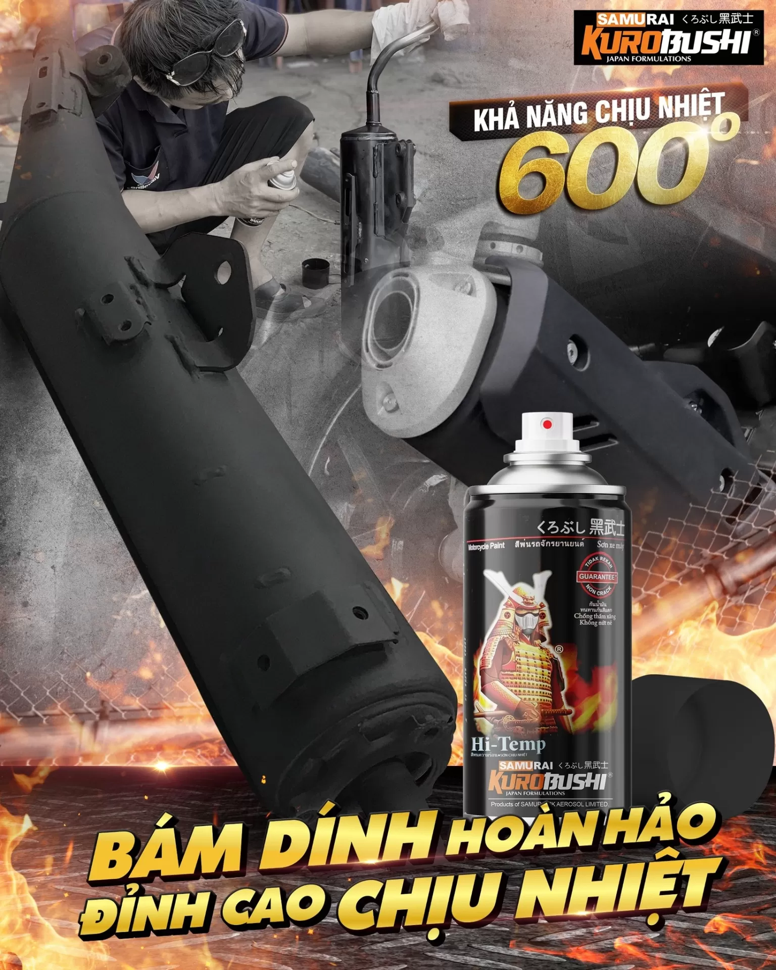Sơn Pô H2 và H1 Samurai cực bền chịu được lên tới 600 độ C công thức nhật bản