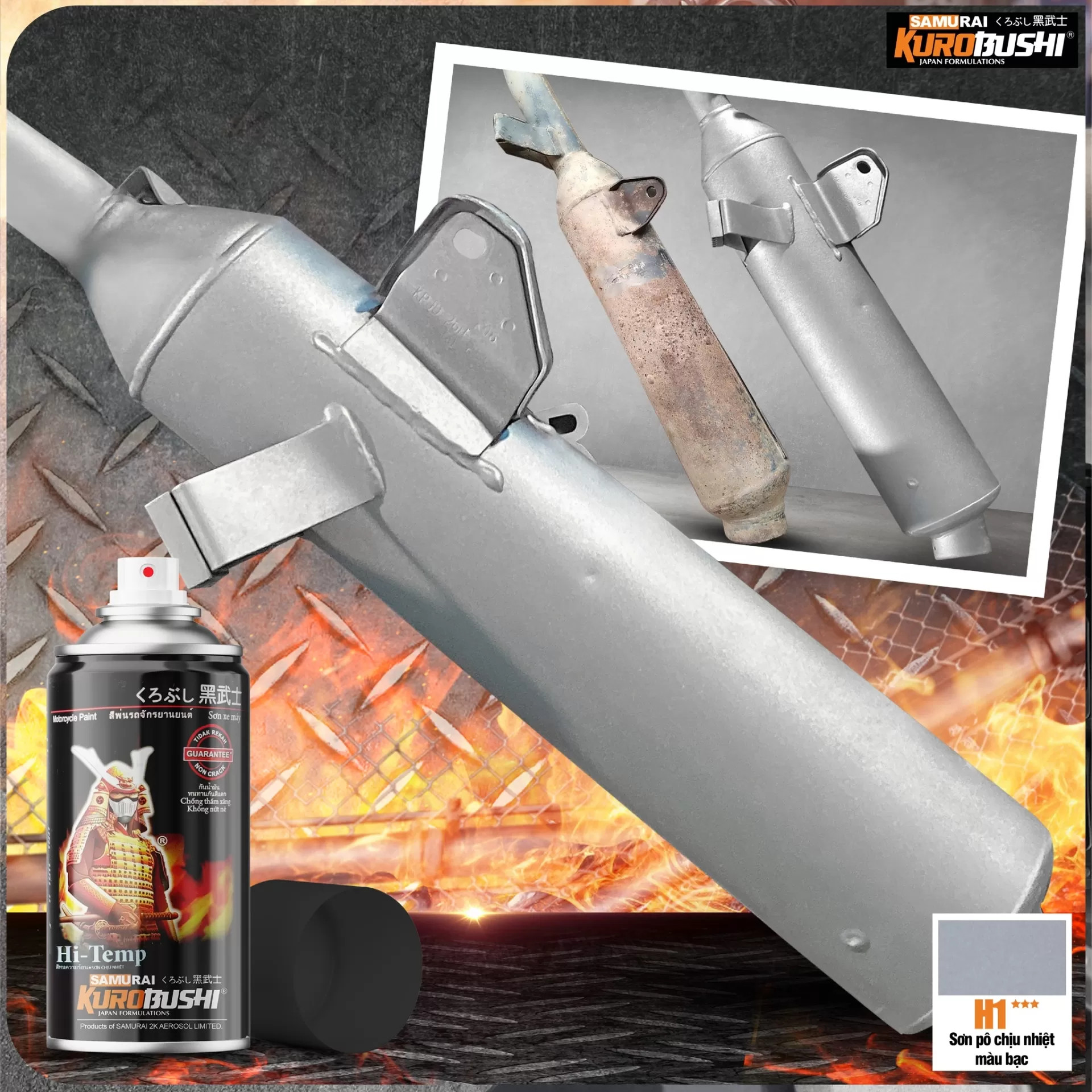 Sơn Pô H2 và H1 Samurai cực bền chịu được lên tới 600 độ C công thức nhật bản