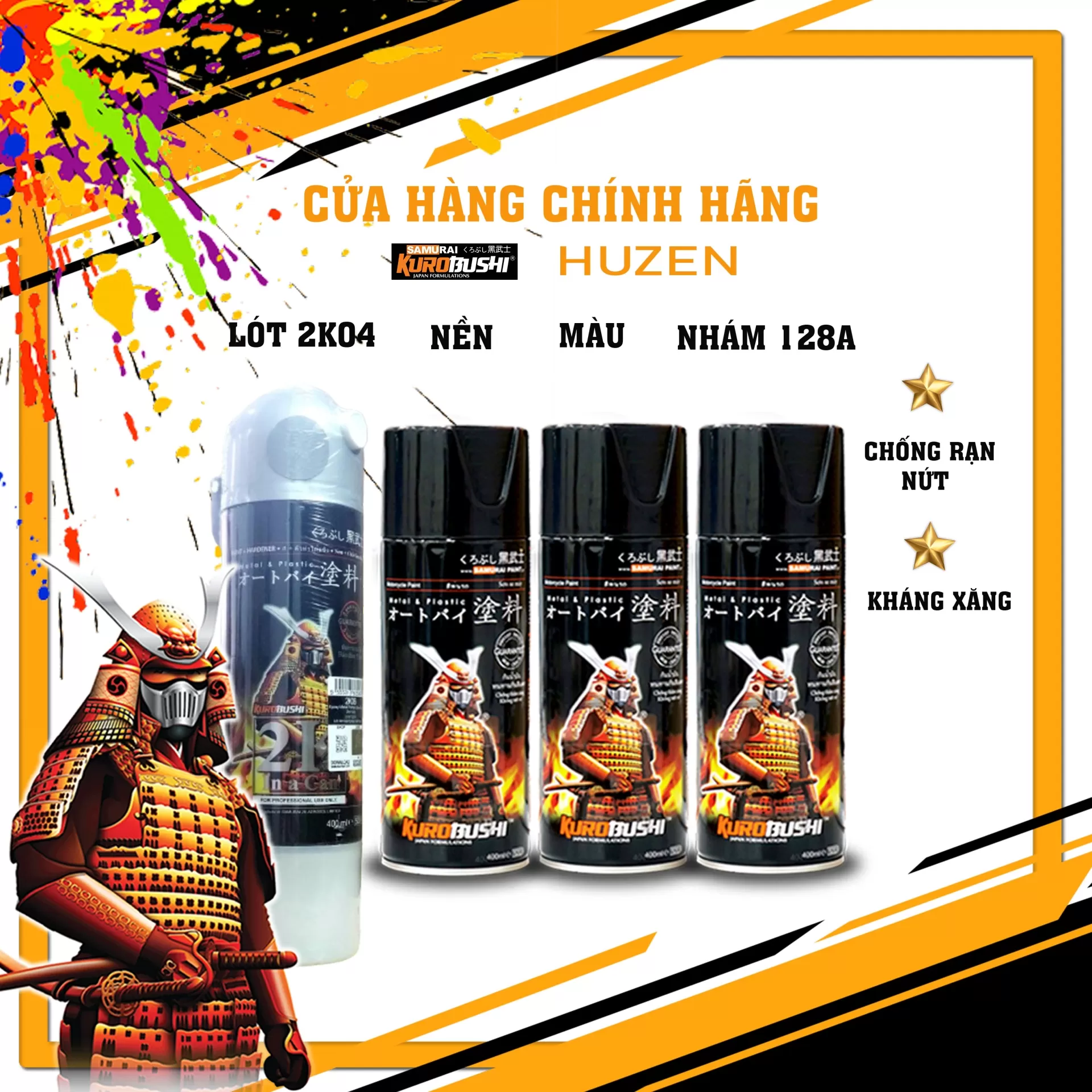 Sơn xịt Samurai Y9393 – màu xanh rêu cá tính, sắc xanh độc đáo, đều màu, khô nhanh, bám chắc