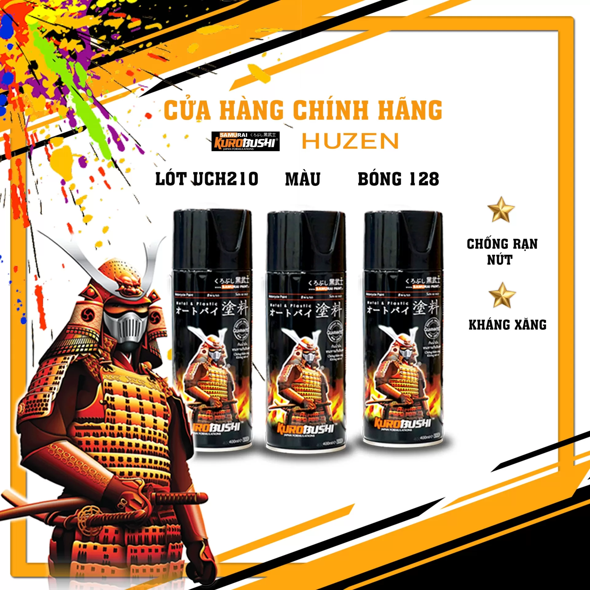 Sơn xịt Samurai 5 – màu trắng Bắc Cực trơn, sắc trắng tinh khiết, bề mặt mịn đẹp, khô nhanh, bám chắc