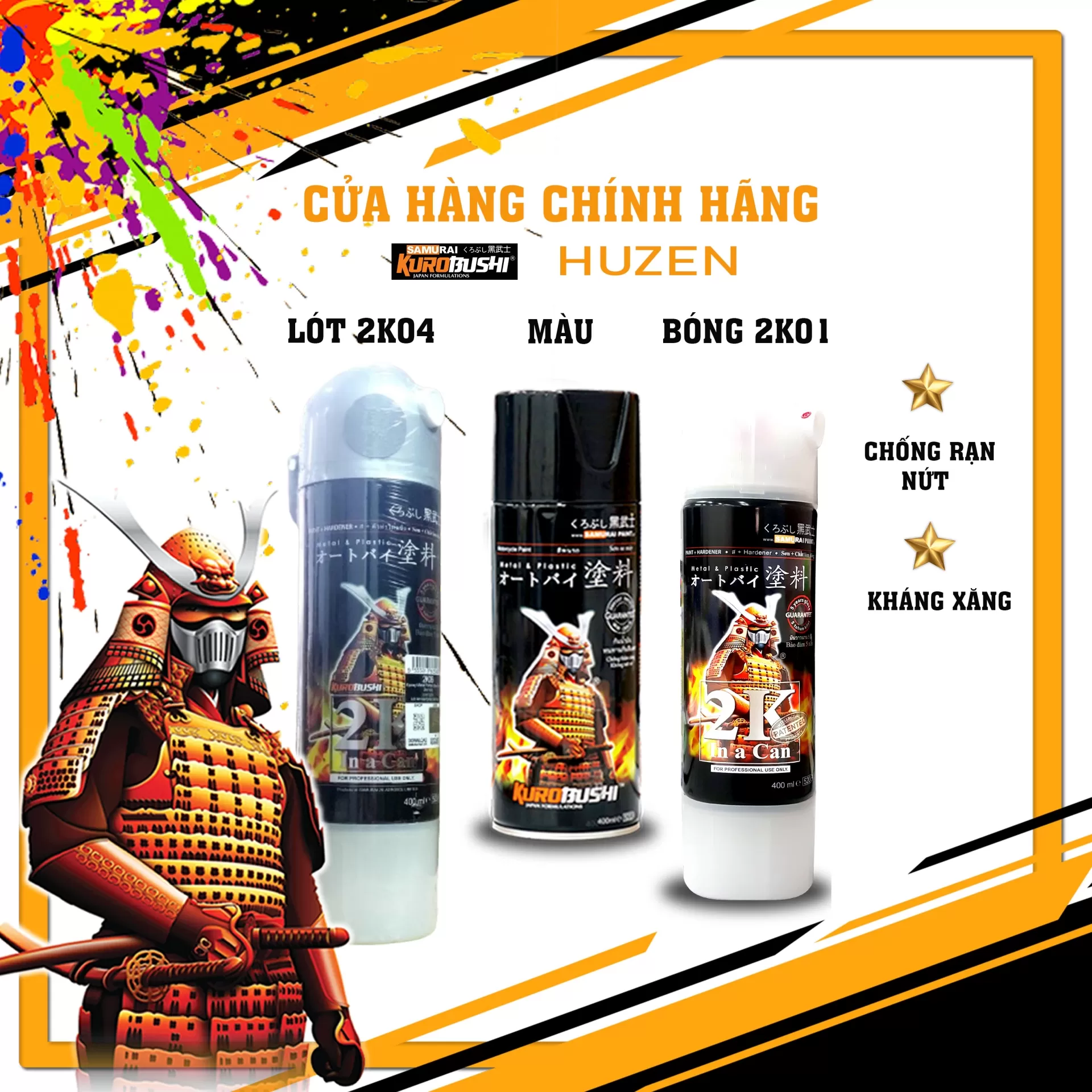 Sơn xịt Samurai 5 – màu trắng Bắc Cực trơn, sắc trắng tinh khiết, bề mặt mịn đẹp, khô nhanh, bám chắc