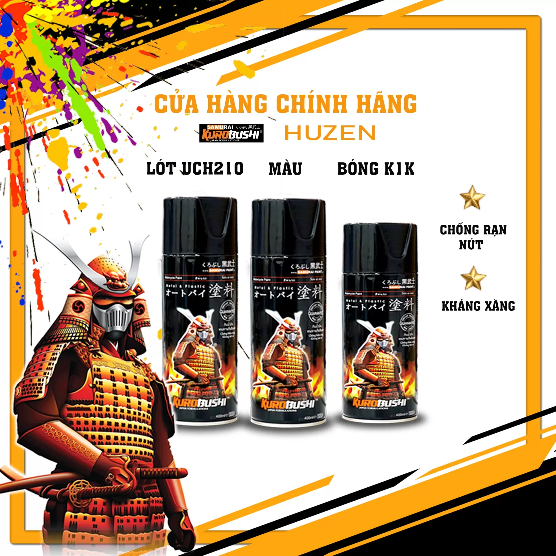Sơn xịt Samurai 5 – màu trắng Bắc Cực trơn, sắc trắng tinh khiết, bề mặt mịn đẹp, khô nhanh, bám chắc