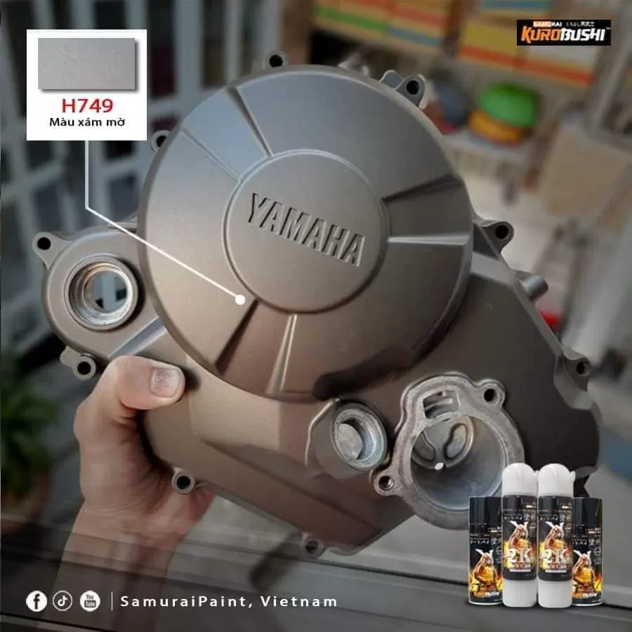 Sơn xịt Samurai H749 màu xám mờ – hiện đại, mạnh mẽ, bền màu, khô nhanh
