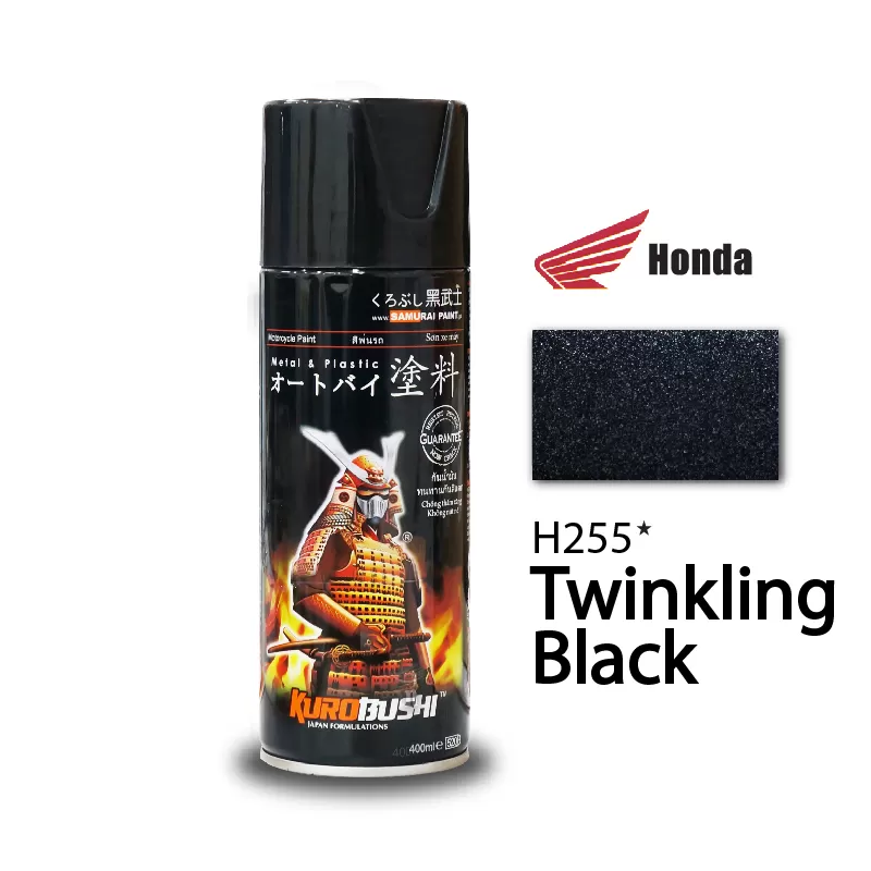 Sơn xịt Samurai H255 màu đen ánh kim – mạnh mẽ, bền đẹp, lên màu sang trọng