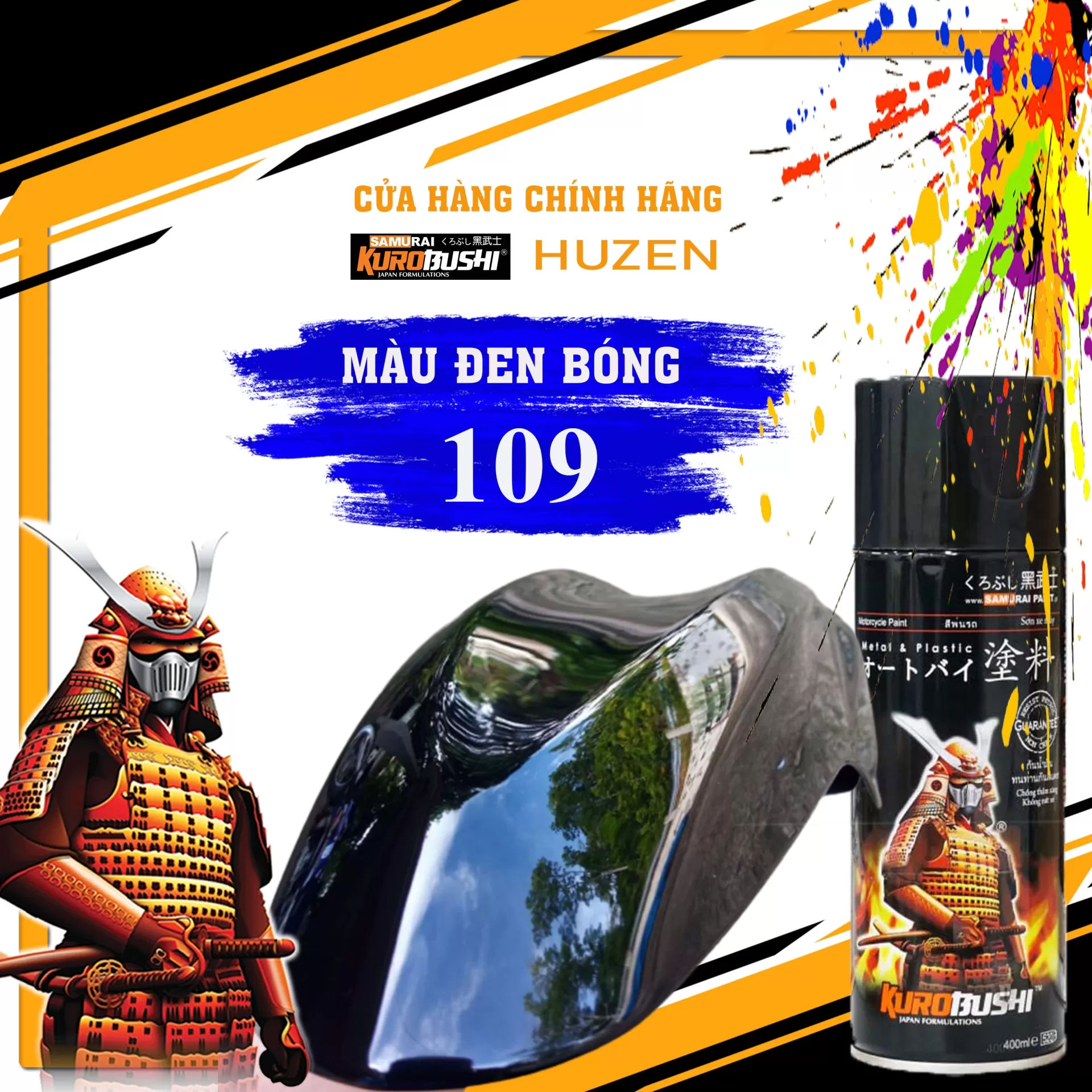 Màu Đen Bóng 109 Samurai – Sơn Xe Mịn Bóng, Lên Màu Chuẩn, Đẹp Như Gương