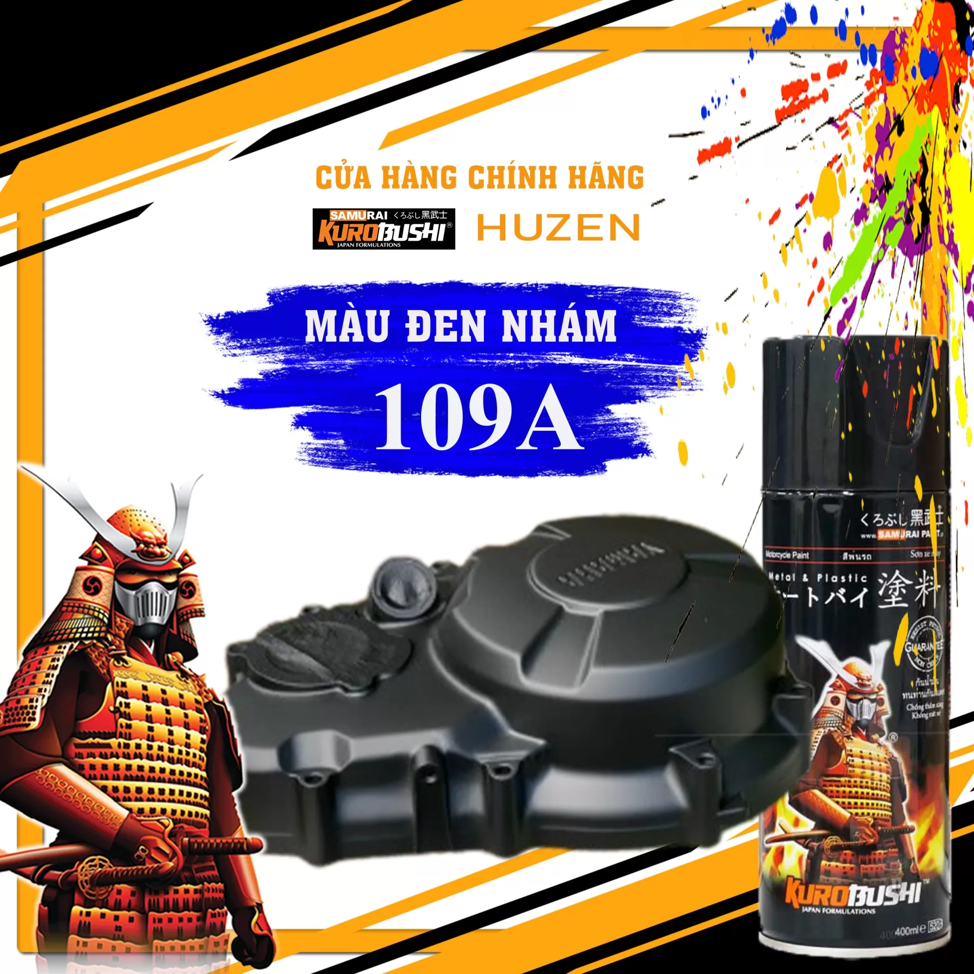 Sơn xịt hiệu ứng vân bông tuyết Samurai KE03 – họa tiết tuyết rơi độc đáo, vân trắng nổi bật, khô nhanh, bám tốt