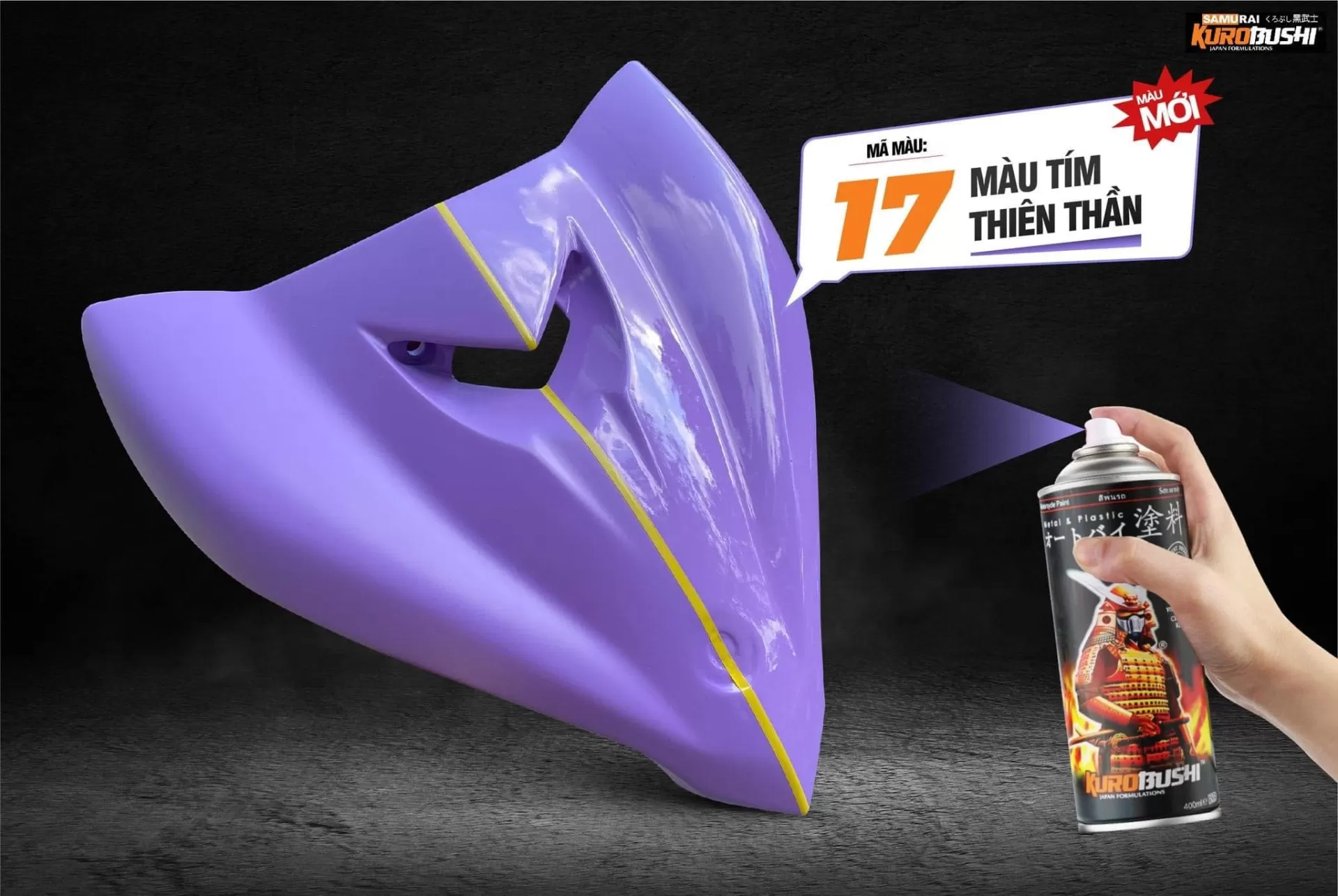 Sơn xịt Samurai 17 Màu Tím Thiên Thần Ngọt Ngào, Nữ Tính, Bề Mặt Mịn, Bám Tốt, Khô Nhanh.