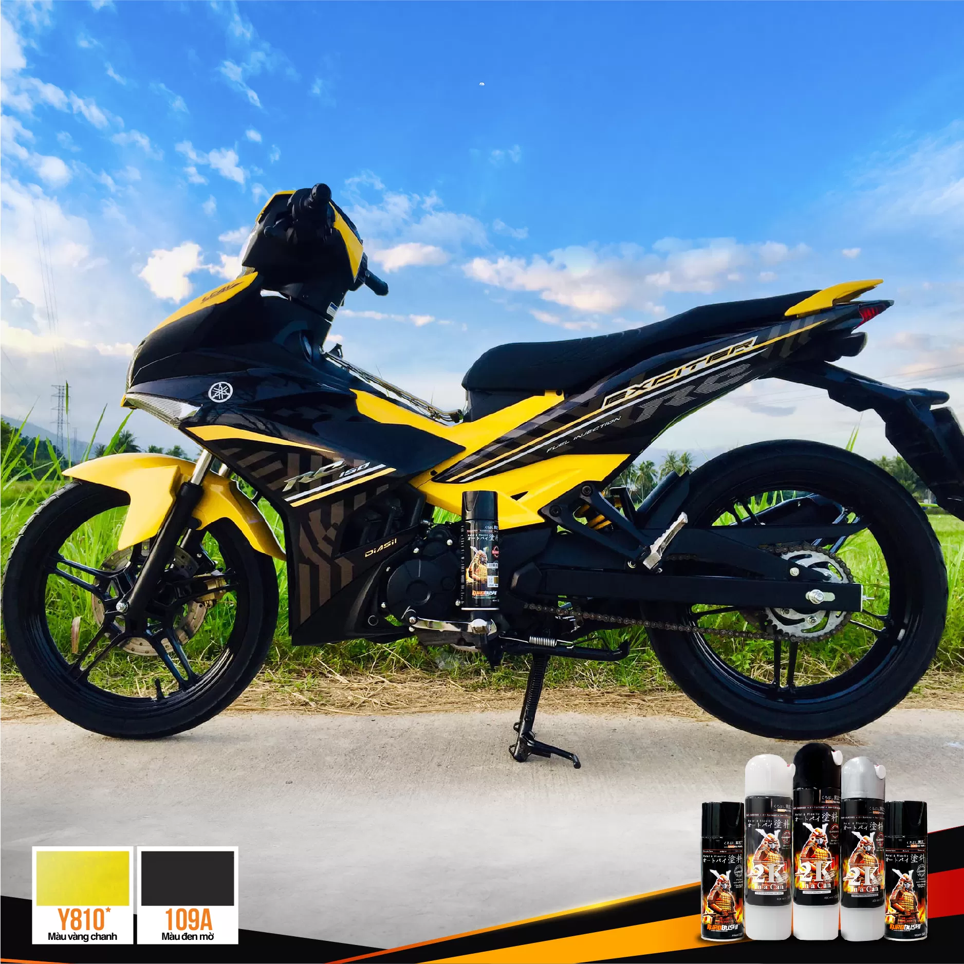 Sơn xịt Samurai Y810 màu vàng – nổi bật, tươi sáng, khô nhanh, bám chắc