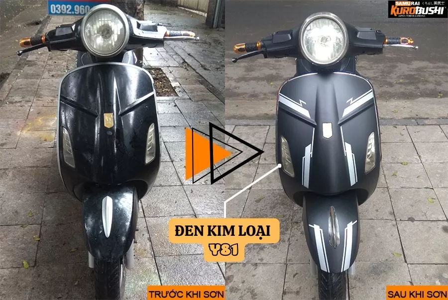 Sơn xịt Samurai Y81 màu đen ánh kim – sang trọng, mạnh mẽ, khô nhanh, bám chắc