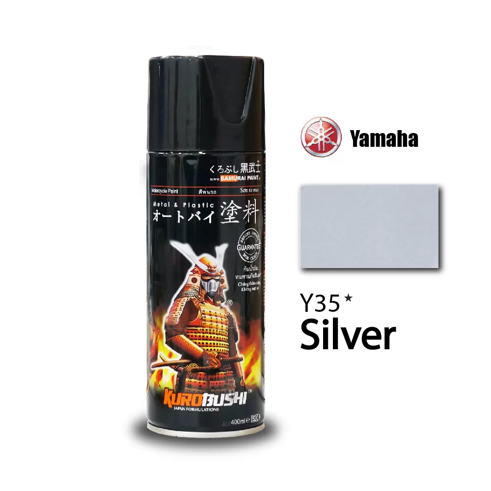 Sơn xịt Samurai Y35 màu bạc ánh kim – sáng bóng, hiện đại, bám dính tốt, khô nhanh