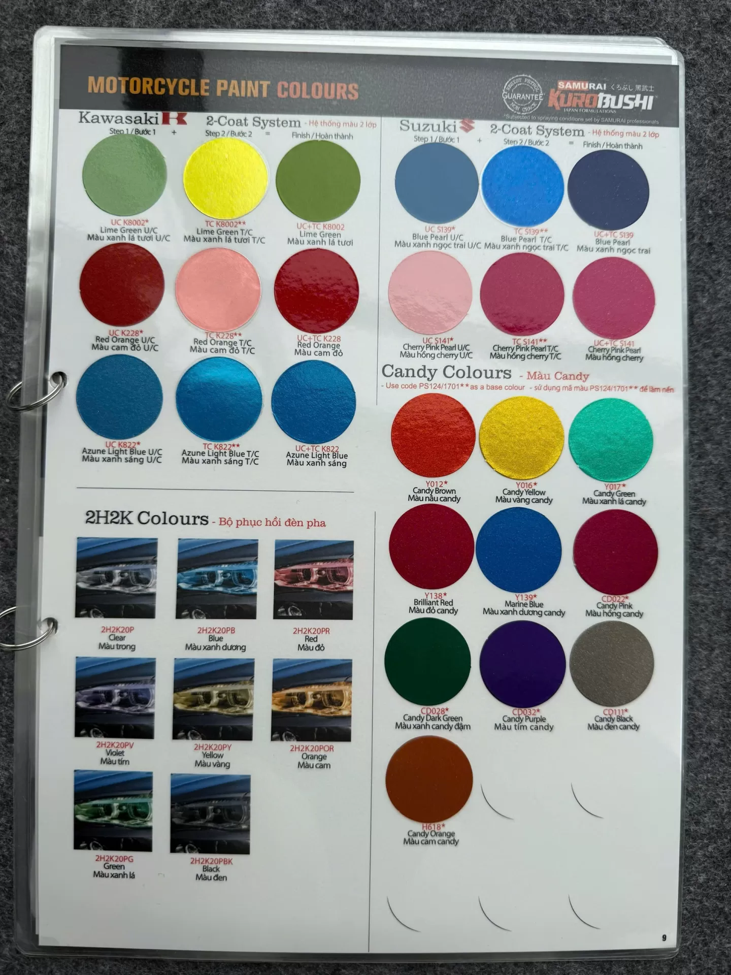 BẢNG MÀU SƠN SAMURAI