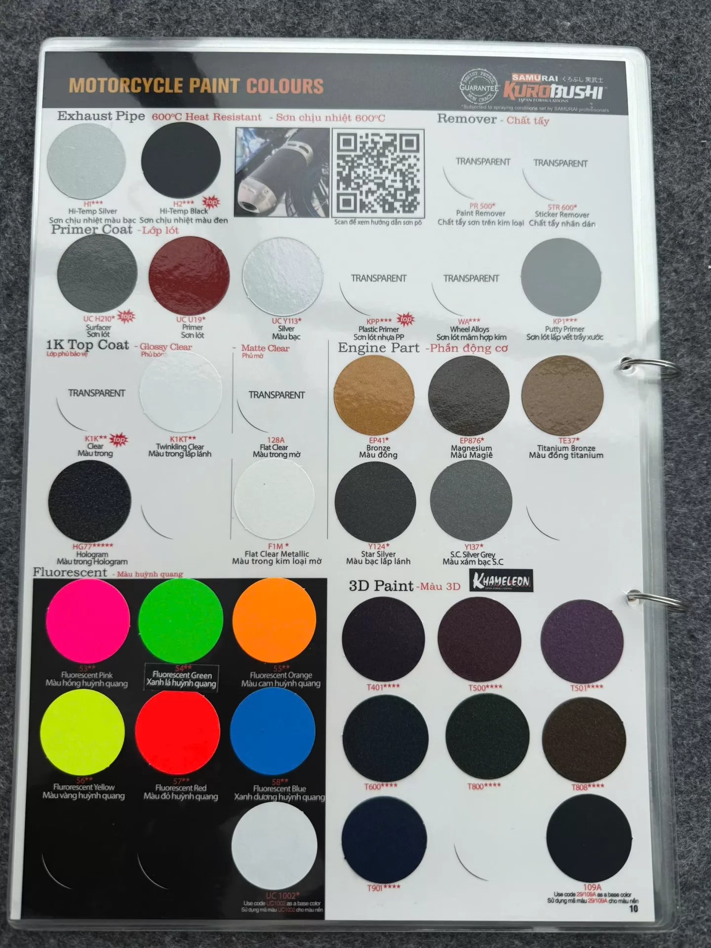 BẢNG MÀU SƠN SAMURAI