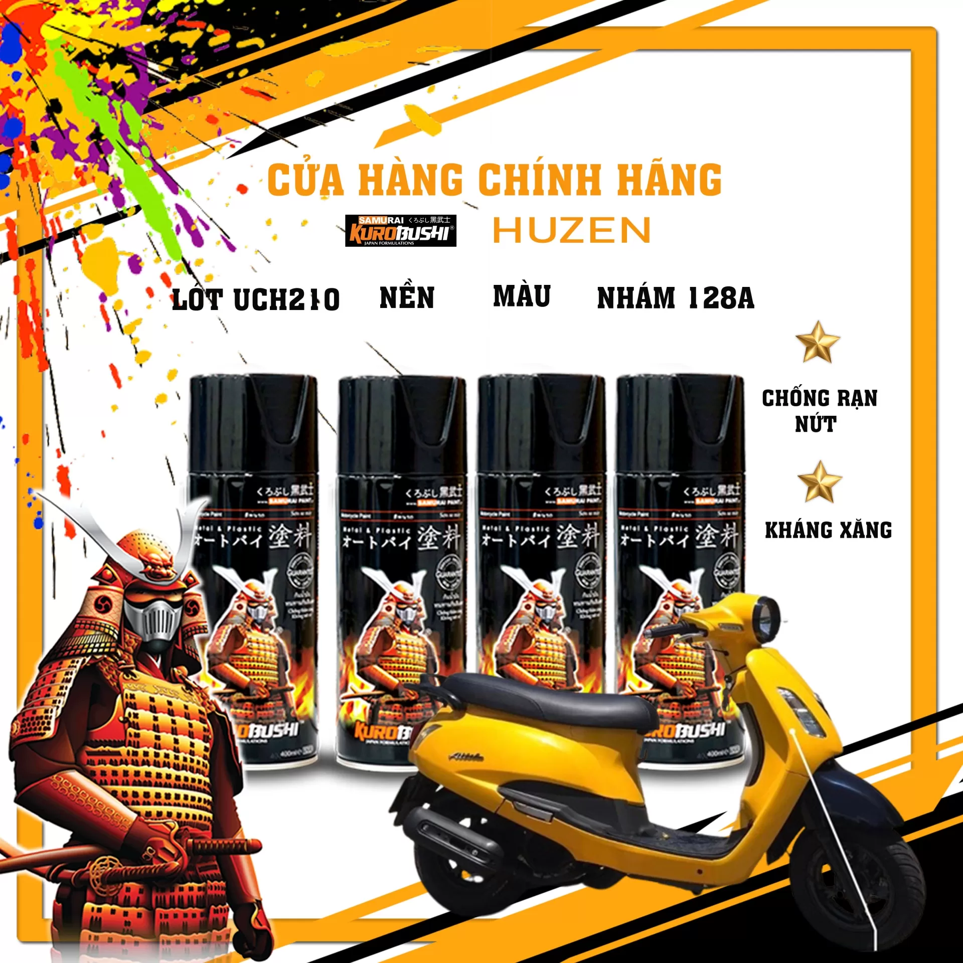 Sơn xịt Samurai Y9393 – màu xanh rêu cá tính, sắc xanh độc đáo, đều màu, khô nhanh, bám chắc