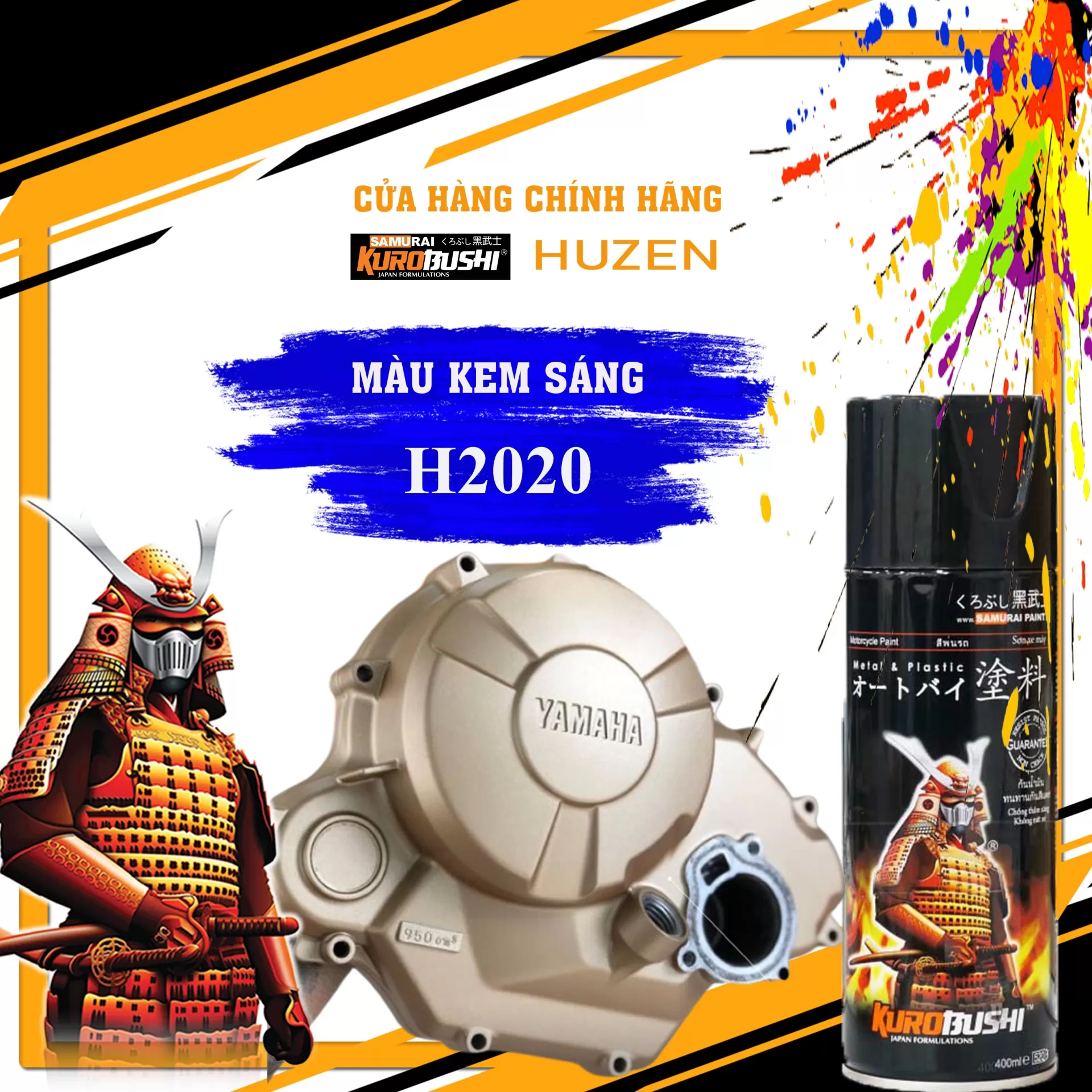 Sơn xịt Samurai H2020 màu kem sáng – tinh tế, hiện đại, bám dính tốt, nhanh khô