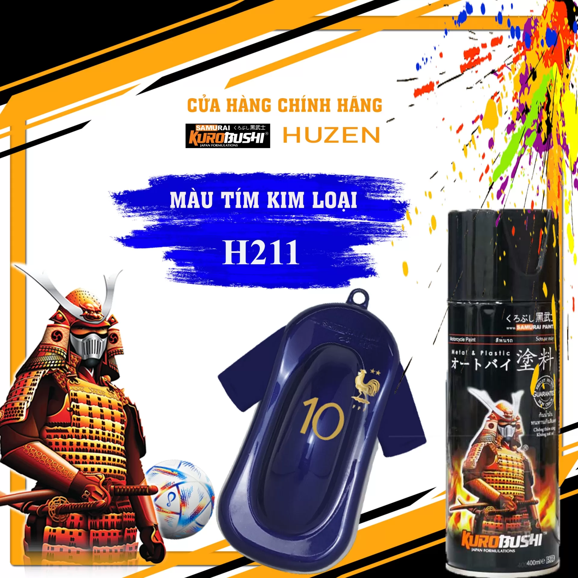 Sơn xịt Samurai H211 màu xanh tím – độc đáo, cá tính, bền màu, nhanh khô