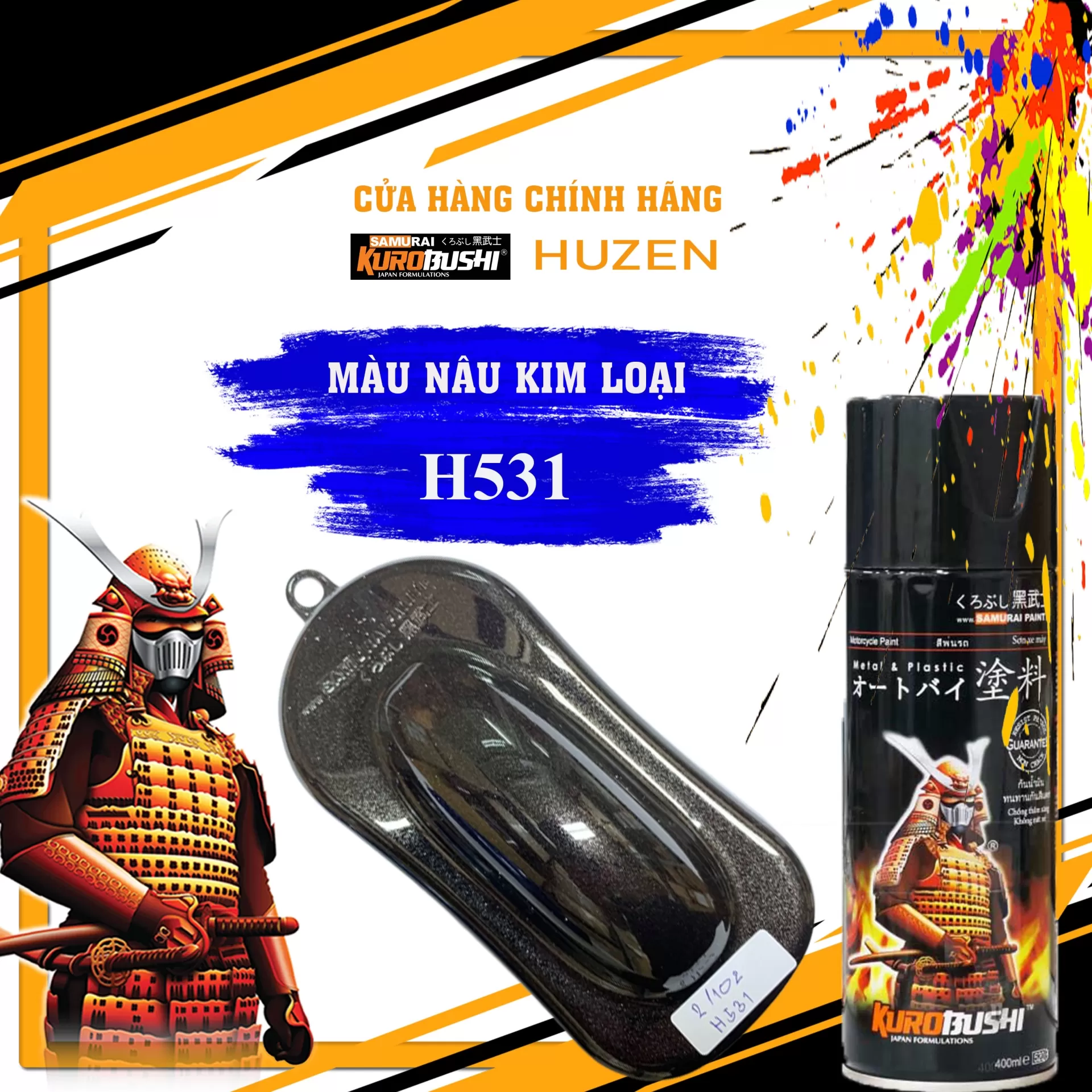 Sơn xịt Samurai H531 màu nâu – cổ điển, mạnh mẽ, bền màu, dễ thi công