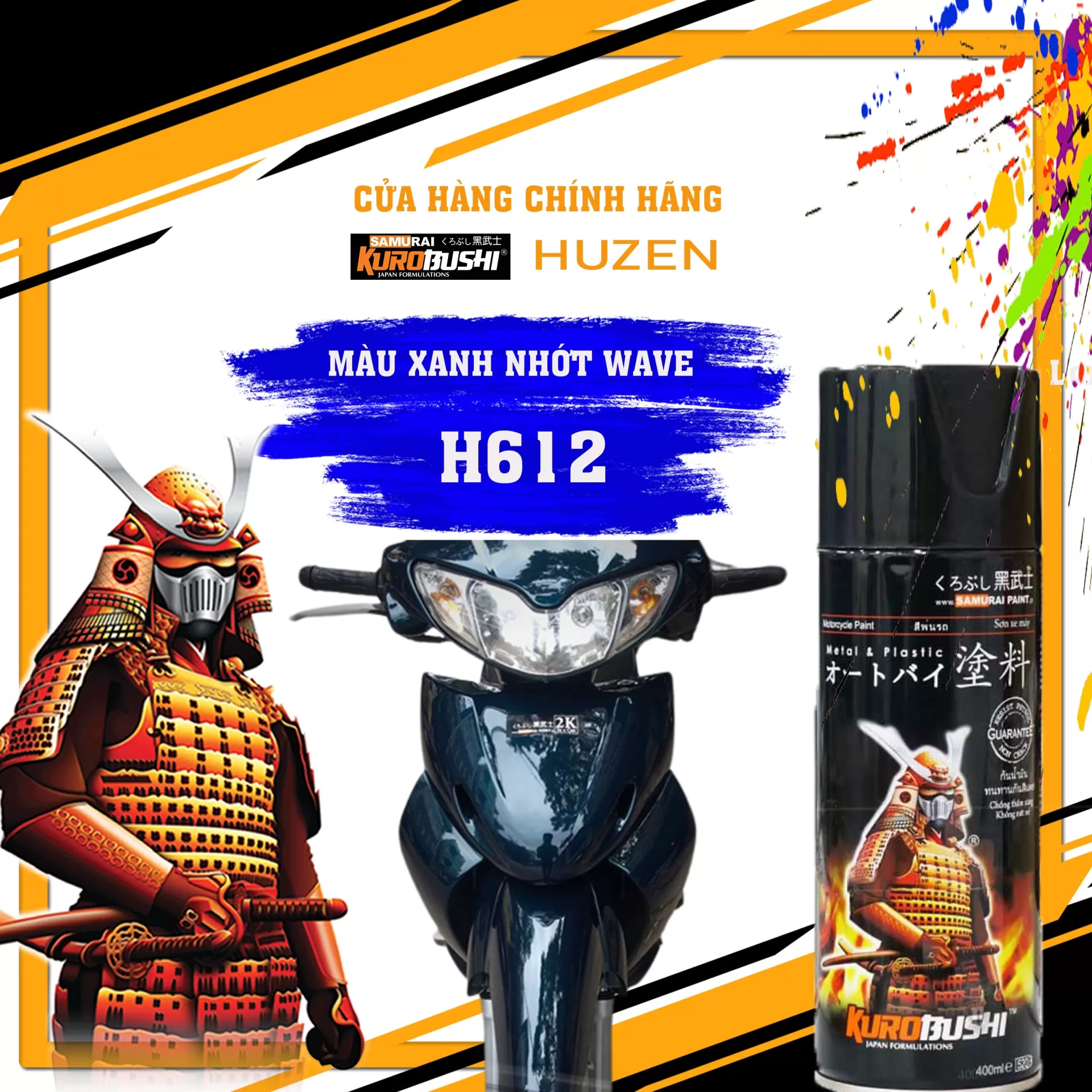 Sơn xịt Samurai H612 màu xanh nhớt – cổ điển, độc đáo, bền màu, bám dính cao