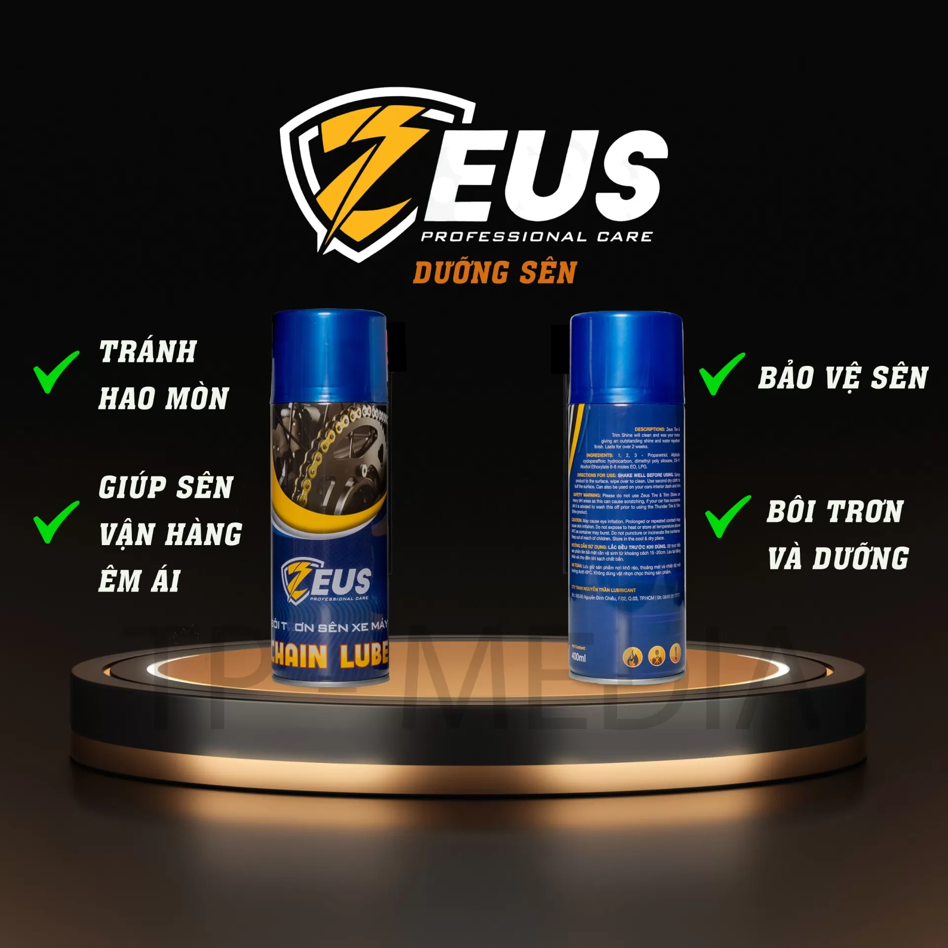 Xịt dưỡng sên Zeus – Bôi trơn mượt mà, chống rỉ sét, kéo dài tuổi thọ xích