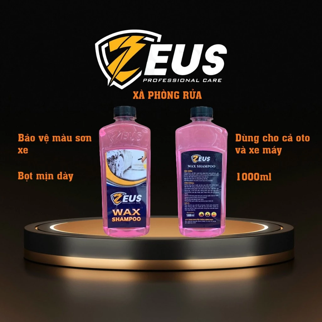 Nước rửa xe ô tô Zeus – tẩy sạch bụi bẩn, bóng sơn, không ăn mòn, an toàn với bề mặt sơn xe